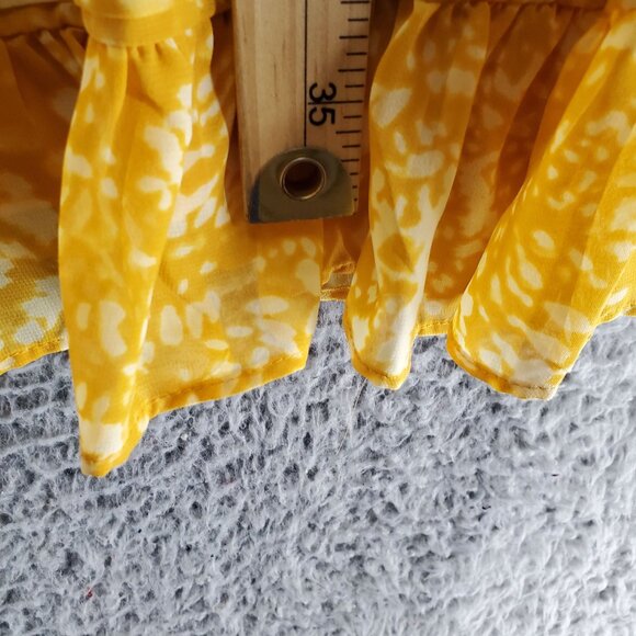 Simply Vera Dress Womens XL Yellow Wrap Belted Ruffle Hem Short Sleeve - Picture 5 of 9